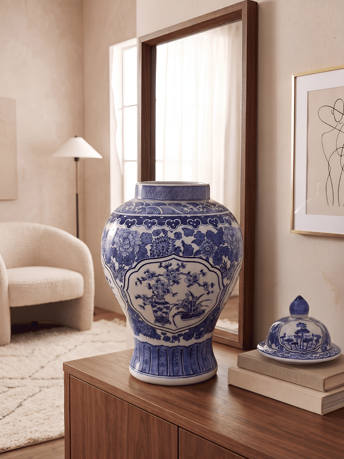 The Indigo Blossom Ginger Jar