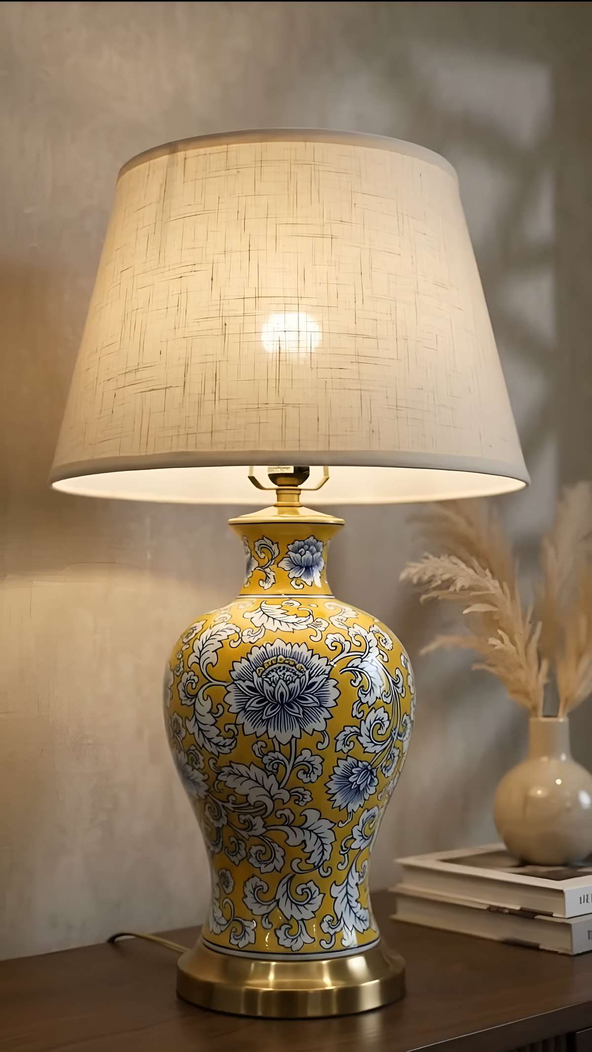 The Indigo Petal Ceramic Lamp