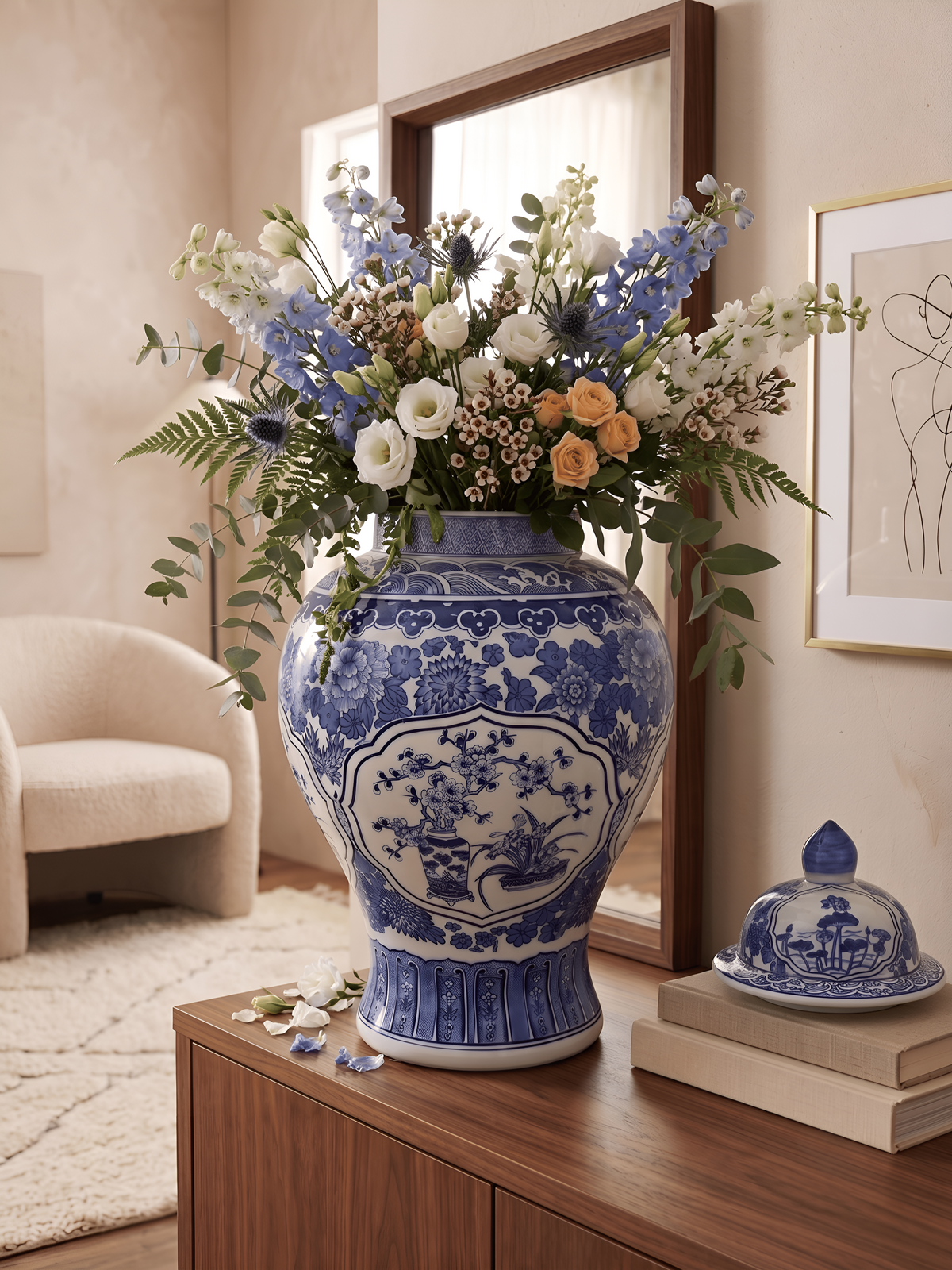 The Indigo Blossom Ginger Jar